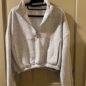 NWT Gray Half-Zip Women's Cropped Sweater Lazy Sunday